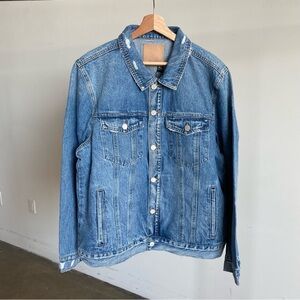 NWT Blank NYC Men's Distressed Denim Trucker Jacket Sz X-Large